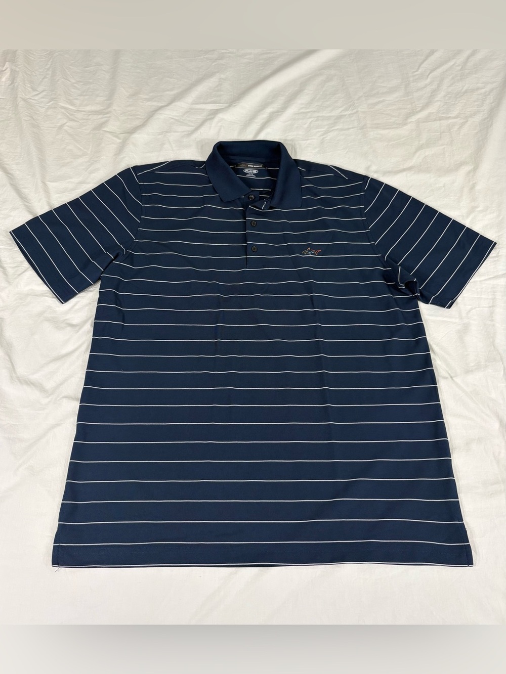 Greg Norman Play Dry Mens Blue Striped Polyester Short Sleeve Polo Shirt XL